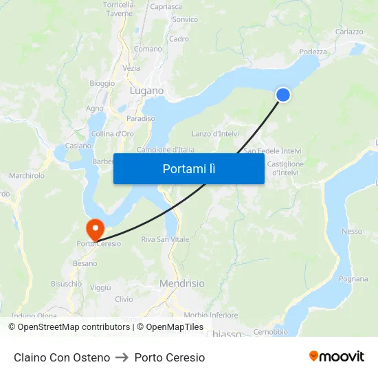 Claino Con Osteno to Porto Ceresio map
