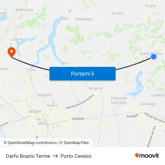 Darfo Boario Terme to Porto Ceresio map