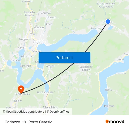 Carlazzo to Porto Ceresio map