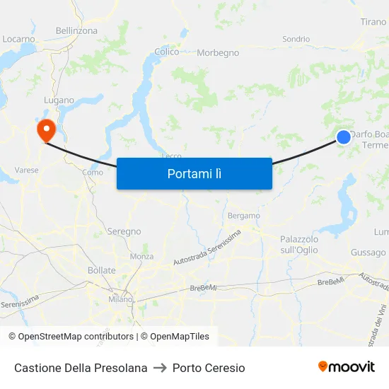 Castione Della Presolana to Porto Ceresio map