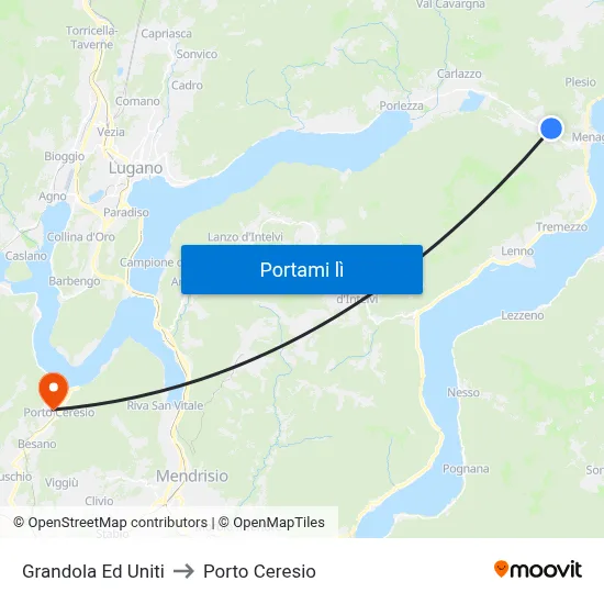 Grandola Ed Uniti to Porto Ceresio map