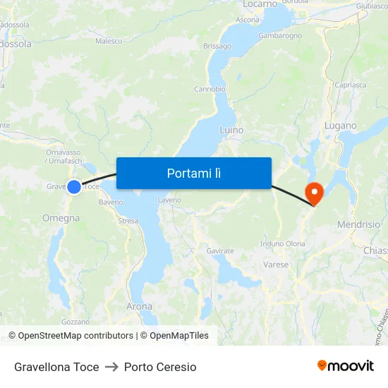 Gravellona Toce to Porto Ceresio map