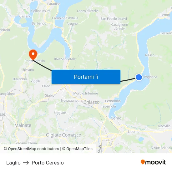 Laglio to Porto Ceresio map