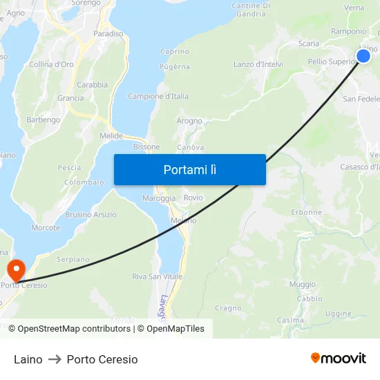 Laino to Porto Ceresio map
