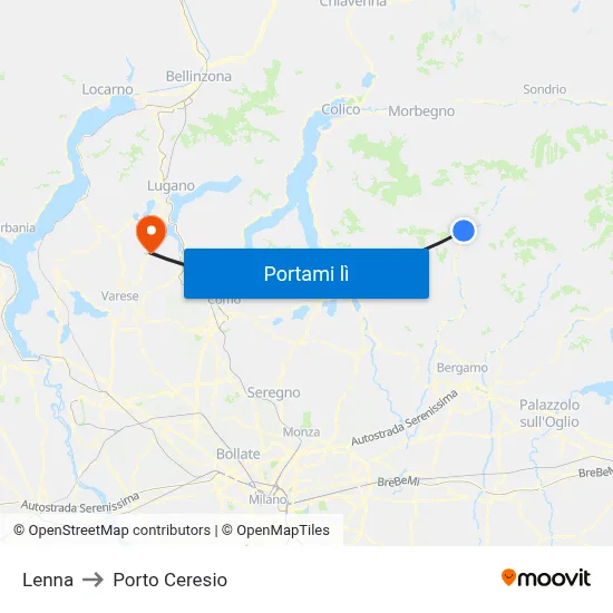 Lenna to Porto Ceresio map