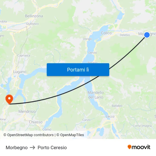 Morbegno to Porto Ceresio map
