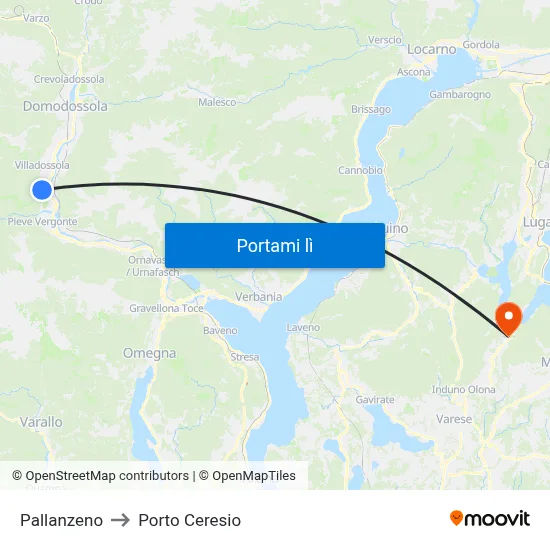 Pallanzeno to Porto Ceresio map