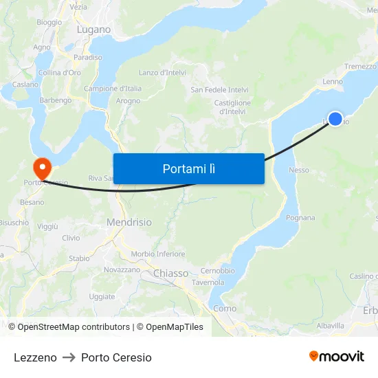 Lezzeno to Porto Ceresio map