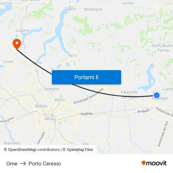 Ome to Porto Ceresio map