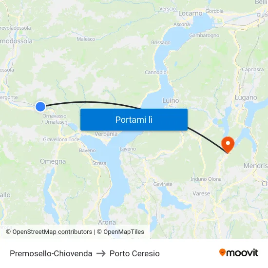Premosello-Chiovenda to Porto Ceresio map