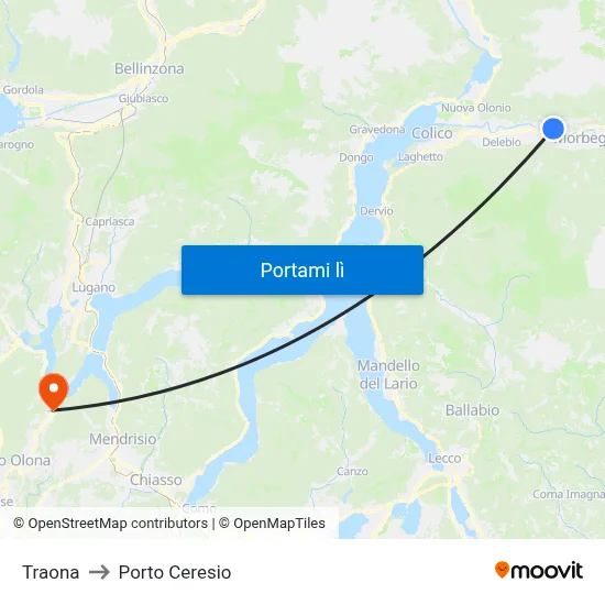 Traona to Porto Ceresio map