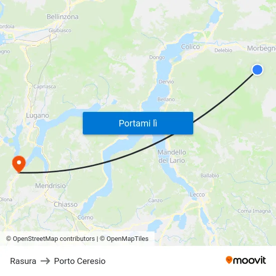Rasura to Porto Ceresio map