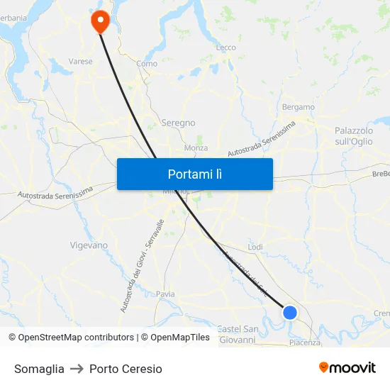 Somaglia to Porto Ceresio map