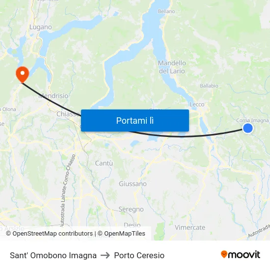 Sant' Omobono Imagna to Porto Ceresio map