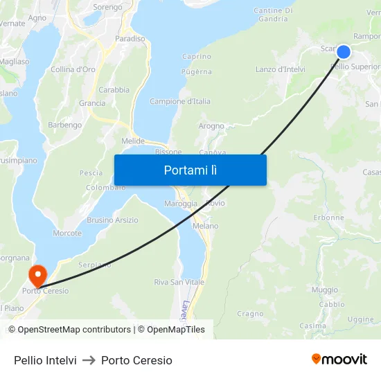 Pellio Intelvi to Porto Ceresio map
