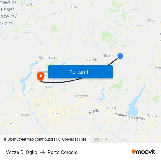 Vezza D' Oglio to Porto Ceresio map