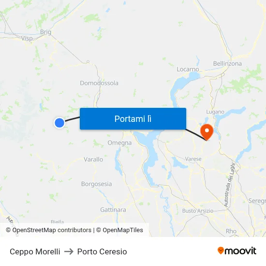 Ceppo Morelli to Porto Ceresio map