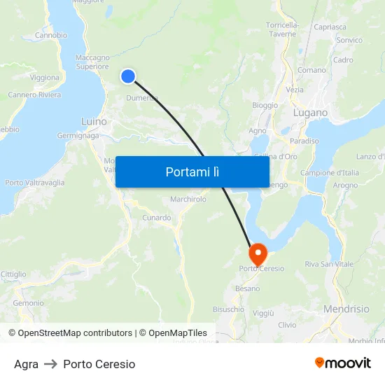 Agra to Porto Ceresio map