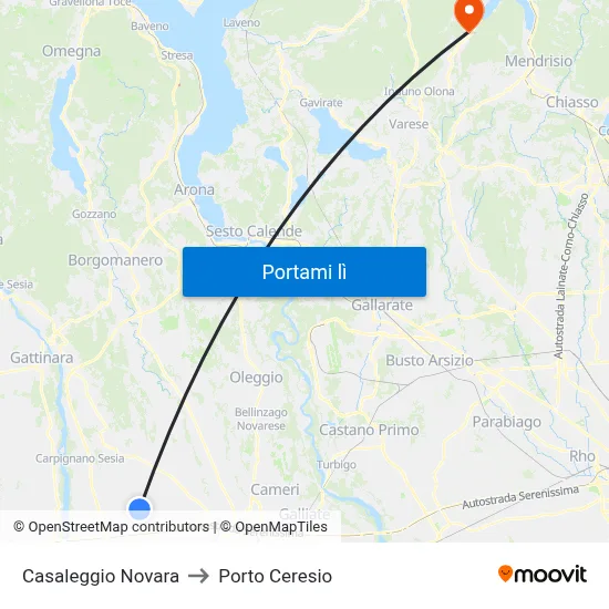 Casaleggio Novara to Porto Ceresio map