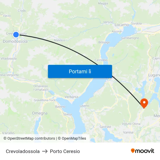 Crevoladossola to Porto Ceresio map