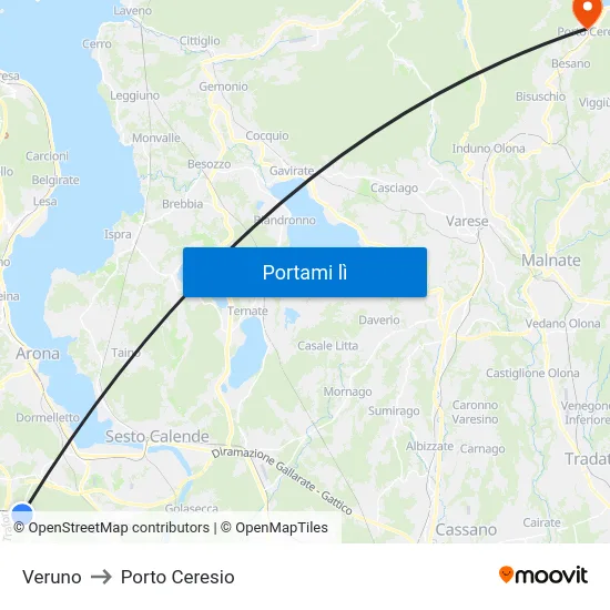 Veruno to Porto Ceresio map