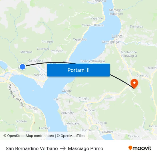San Bernardino Verbano to Masciago Primo map