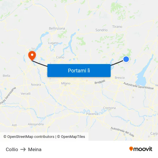 Collio to Meina map