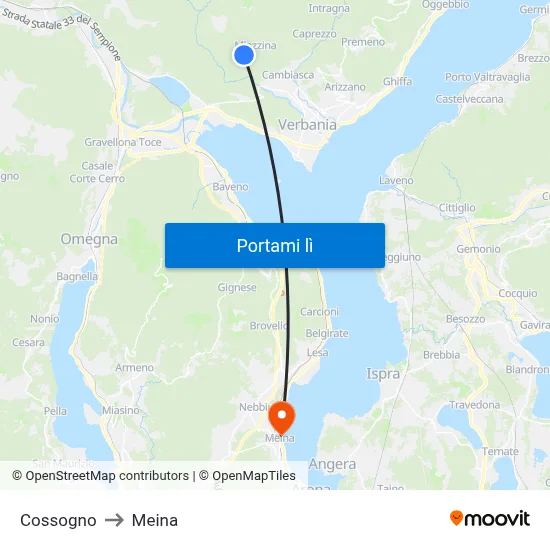 Cossogno to Meina map