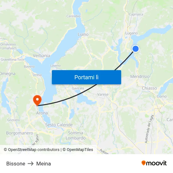 Bissone to Meina map