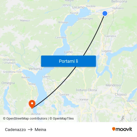 Cadenazzo to Meina map