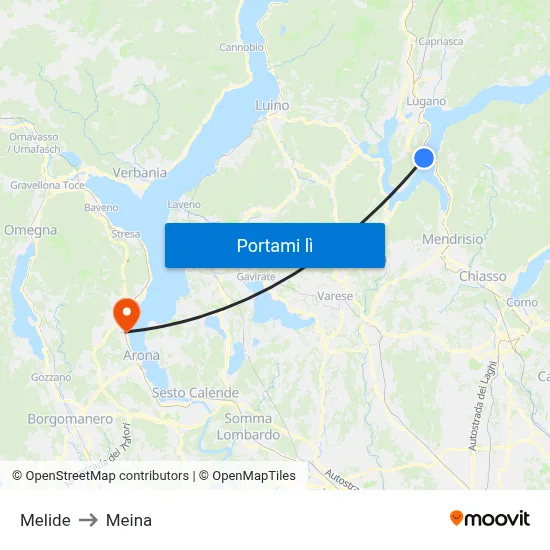 Melide to Meina map