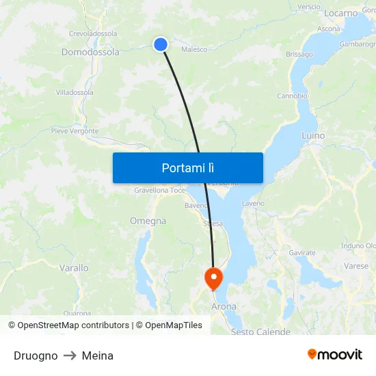 Druogno to Meina map