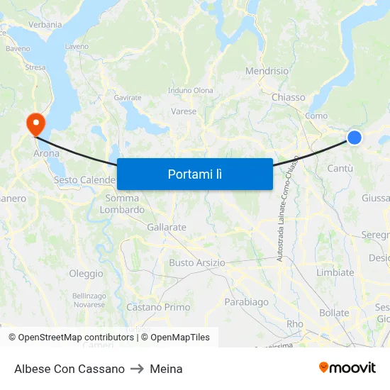 Albese Con Cassano to Meina map