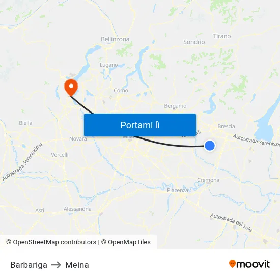 Barbariga to Meina map