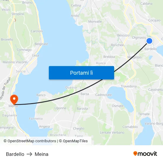 Bardello to Meina map