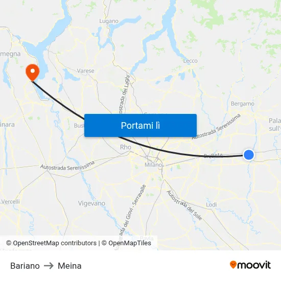 Bariano to Meina map
