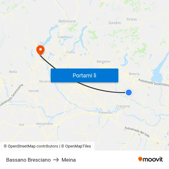 Bassano Bresciano to Meina map