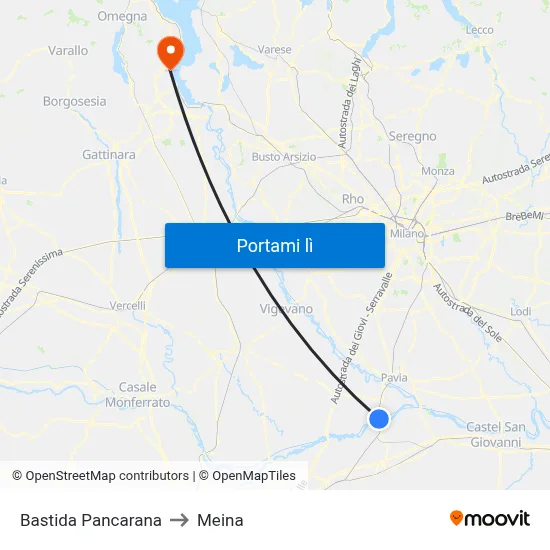 Bastida Pancarana to Meina map