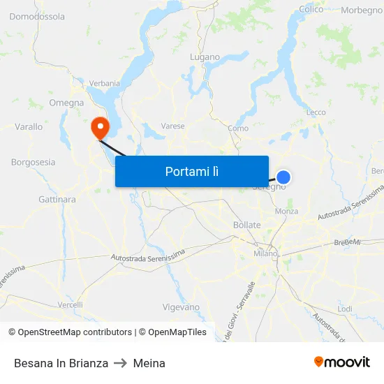 Besana In Brianza to Meina map