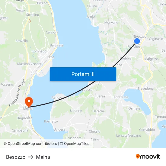 Besozzo to Meina map