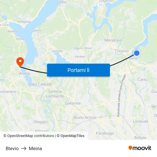 Blevio to Meina map