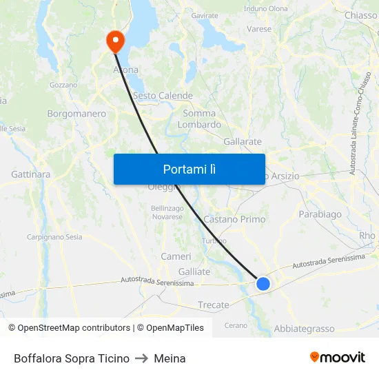 Boffalora Sopra Ticino to Meina map