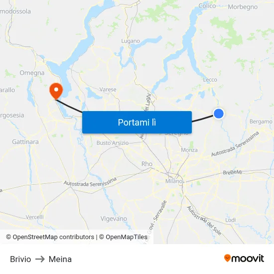 Brivio to Meina map