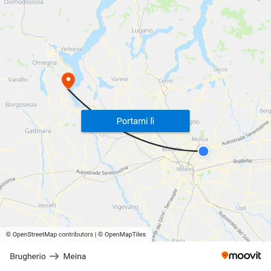 Brugherio to Meina map