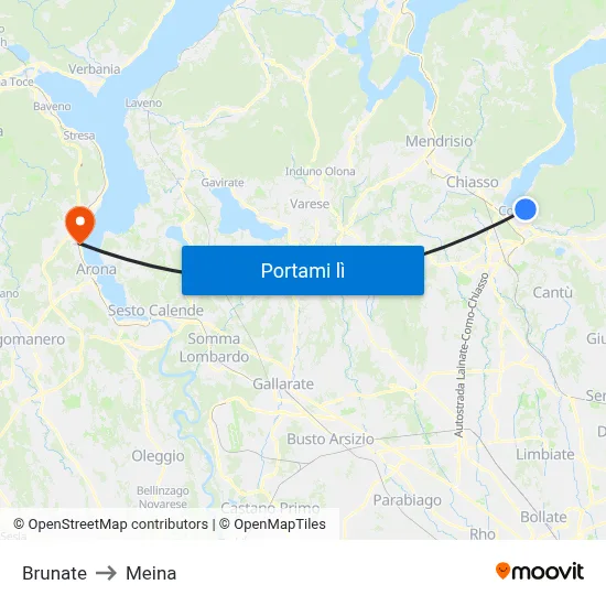 Brunate to Meina map