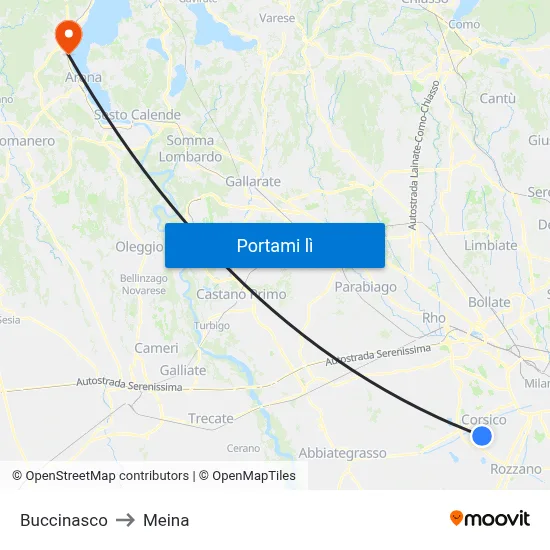Buccinasco to Meina map