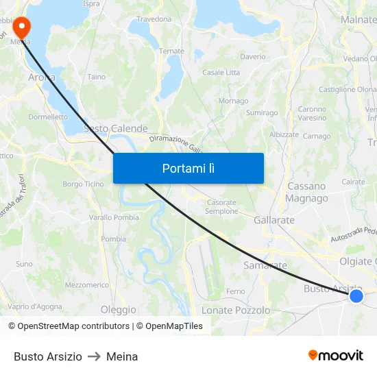 Busto Arsizio to Meina map