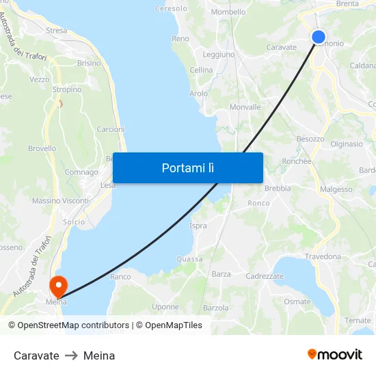 Caravate to Meina map