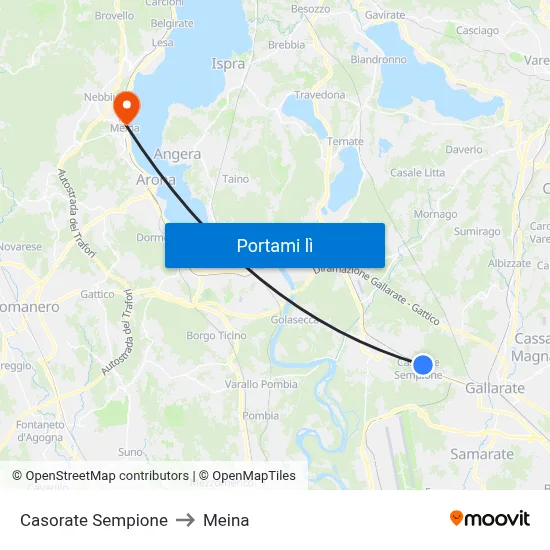 Casorate Sempione to Meina map