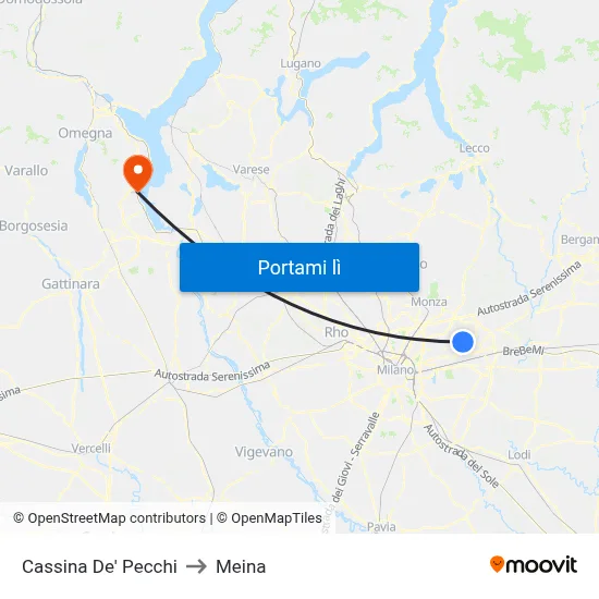 Cassina De' Pecchi to Meina map